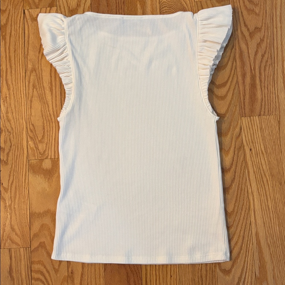 J. Crew Cream Ruffle Sleeve Tank Top - Picture 5 of 8